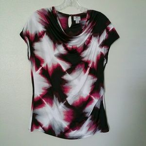 Worthington B/W & Hot Pink Cap Sleeve sz L